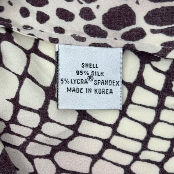 Talbots Petites Brown Silk Blend Animal Stretch Print Long Sleeve Size 12 - Picture 6 of 8